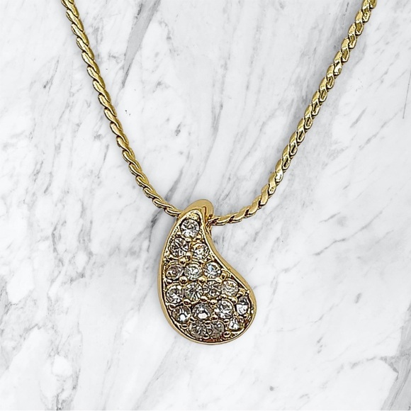 Christian Dior Teardrop Rhinestone Necklace - Picture 1 of 5